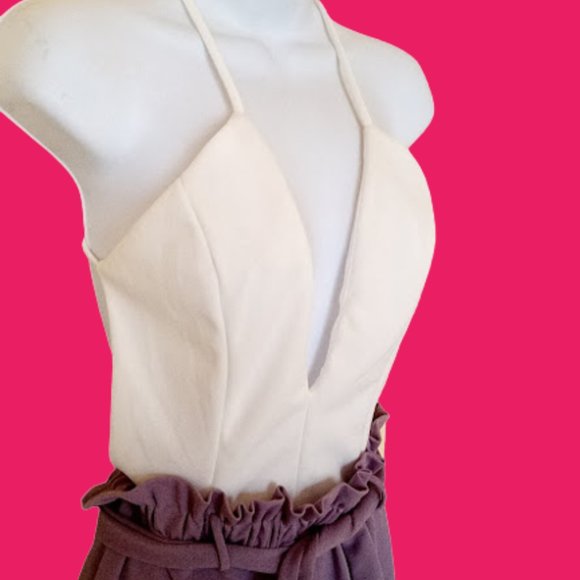 White Purple Romper New NWT Size Small - Picture 2 of 4